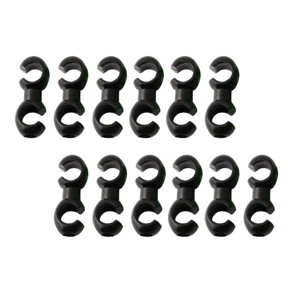COMPUKAS 12Pcs Bike Cable Clips Plastic Rotating S Hook for Brake and Derailleur Line Black