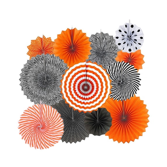 COMPUKAS Party-Decorations Paper Flowers Fan Black 12Pcs 15 X 15 X 0.4Inch