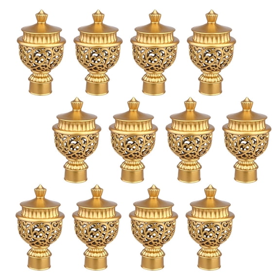 COMPUKAS Curtain Rod Finials Golden Plastic Decorative Ends for Stylish Windows 12Pcs