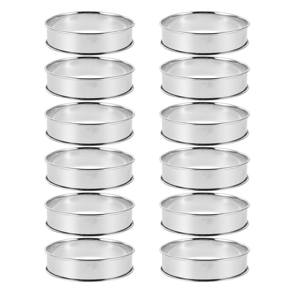 COMPUKAS Nonstick Stainless Steel Pastry Rings Plated Silver for Baking Muffins and Desserts 12Pcs