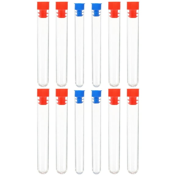 COMPUKAS 12Pcs Test Tubes Clear Plastic For Childrens Education And Science Lessons