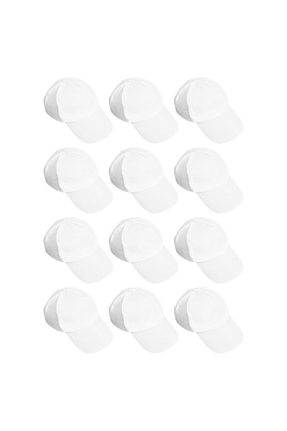 12Pcs White Cotton Baseball Caps Blank for DIY Painting Graffiti Daily Outdoor Use