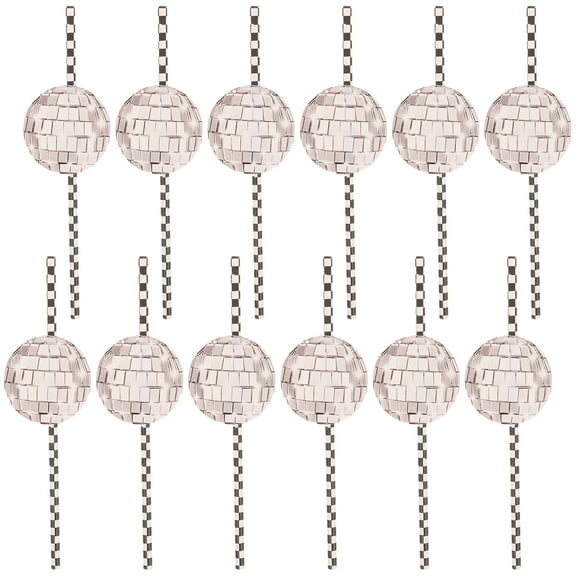 COMPUKAS 12pcs Assorted Color Paper Disco Ball Straws Decorative for Bachelorette and Birthday Celebrations