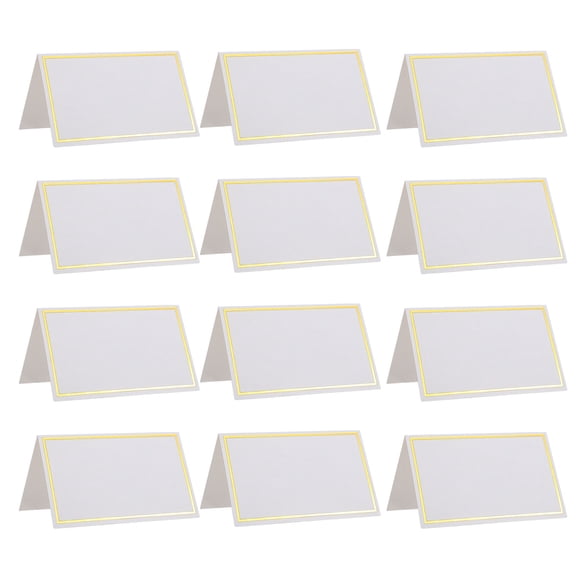 COMPUKAS 150Pcs Golden Foil Wedding Table Place Cards Paper Tent Cards for Party and Dinner Seating