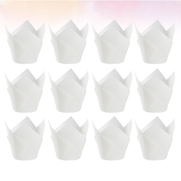 COMPUKAS 150Pcs Premium Paper Cup Cake Wrappers White Oil Proof for Parties and Events