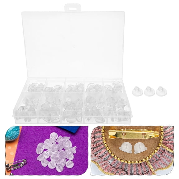 COMPUKAS Transparent Rubber Pin Badge Backs Locking Clasp Organizer 150 Pieces