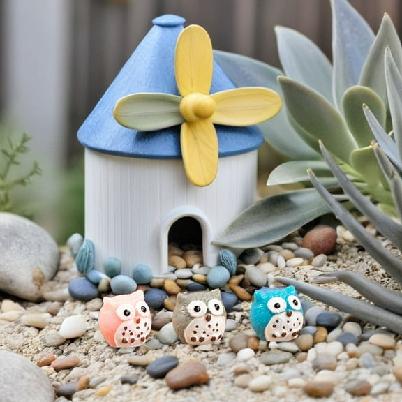 COMPUKAS 15Pcs Resin Owl Figurines Tiny Landscape Decoration for DIY Hobbyists Garden Accessories