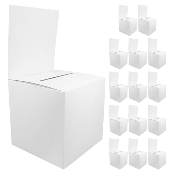 COMPUKAS 15Pcs White Raffle Ticket Box for Social Gatherings with Practical Paper Suggestion Storage