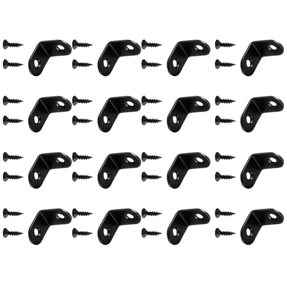 COMPUKAS 16Pcs Furniture Laminate Support Black L Shaped Thick Stainless Steel Corner Brace