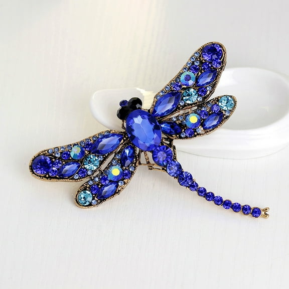 COMPUKAS 1Pack Dragonfly Hairpins Blue Rhinestones and Alloy 9.10X7.50X0.50CM