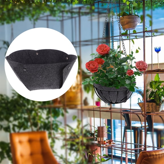 COMPUKAS 1-Pack Black Felt Flowerpot Liner for Indoor Garden Plants, 12-Inch Round, Moisture Retention, and Reusable