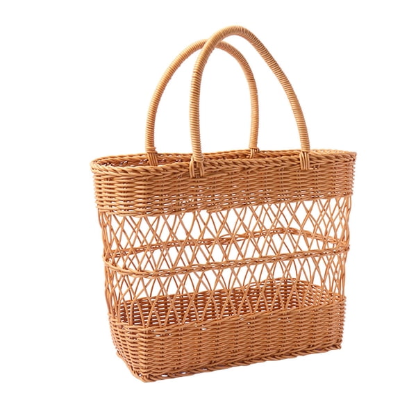 COMPUKAS 1Pack Fruits Picking Basket Light Brown for Outdoor Use and Picnics
