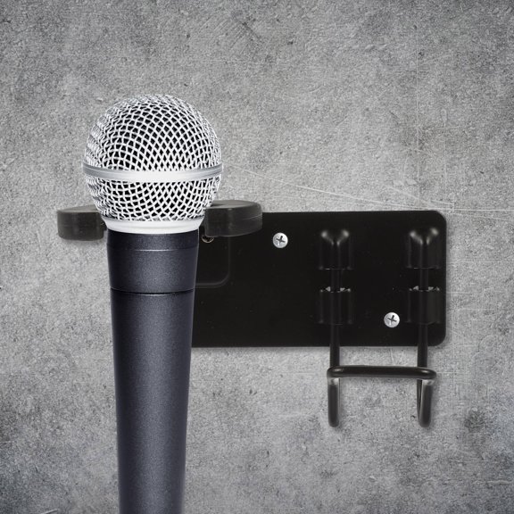 COMPUKAS 1Pack Rubber and Metal Microphone Holder Organizer for Wall-mounting and Protection in Black