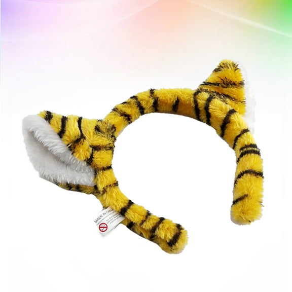COMPUKAS 1Pack Tiger Ear Shape Headband for Party Costumes and Masquerade Accessories Yellow PP Cotton