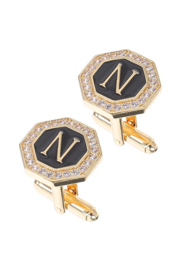 1Pair Multi Color Mens Cuff Links with Creative Alphabet Design for Dress Shirts
