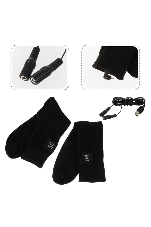1Pair Smart Heating Sock Cotton Winter Sock for Cold Weather Camping Black