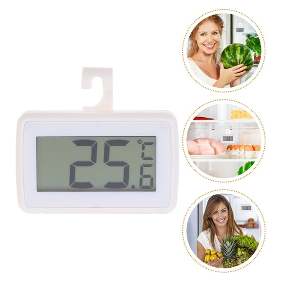 COMPUKAS 1Pc Waterproof Digital Fridge Thermometer with Large Screen Display White