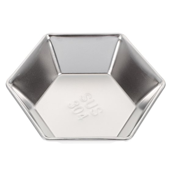 COMPUKAS 1Pc Hexagonal Stainless Steel Appetizer Serving Plate for Sauce Dipping and Pickle Use