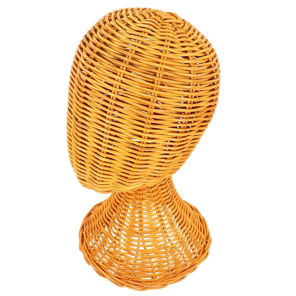 COMPUKAS 1Pcs Hat Display Stand Rattan Woven Round Dome Shape for Hats Wigs Helmet Headphones Home Decor Retail Stores