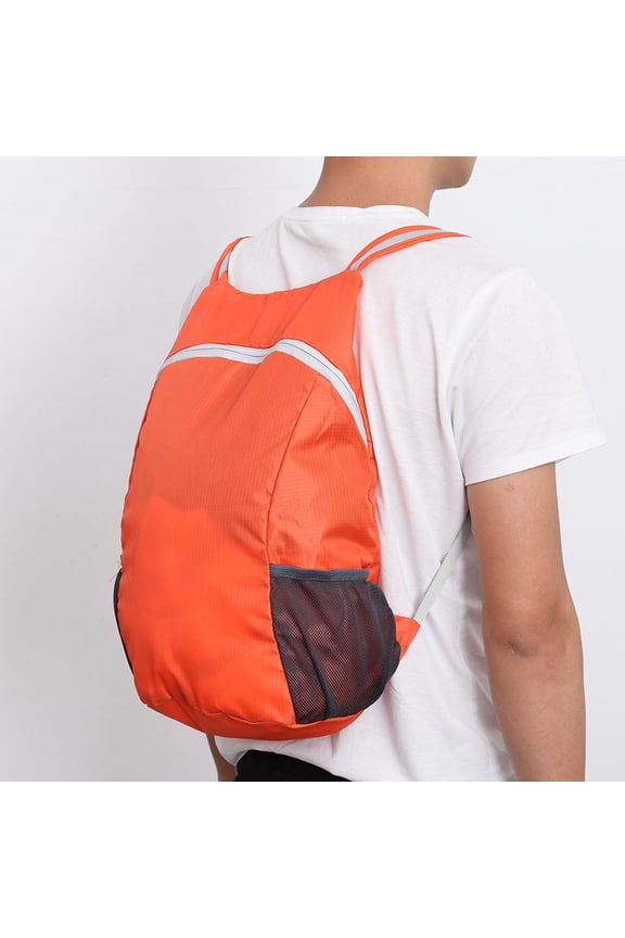 1Pcs Orange Nylon Waterproof Foldable Backpack for Hiking and Travel 15.7x11x3.9in