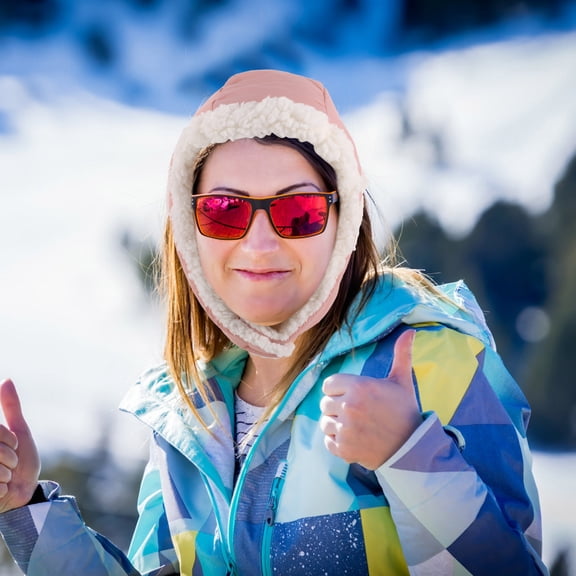 COMPUKAS 1Pcs Pink Cotton Winter Ski Hat With Ear Covers for Outdoor Activities and Cold Weather