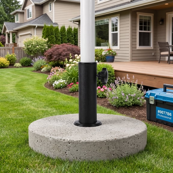 COMPUKAS Patio Umbrella Base Insert Black Plastic Enhanced Stability Solution 1Set