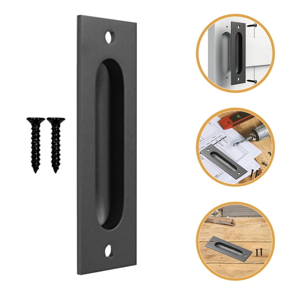 COMPUKAS Black Pocket Door Pull Set, Recessed Handle with Hidden Groove Design for Sliding Cabinet and Closet Doors at Home