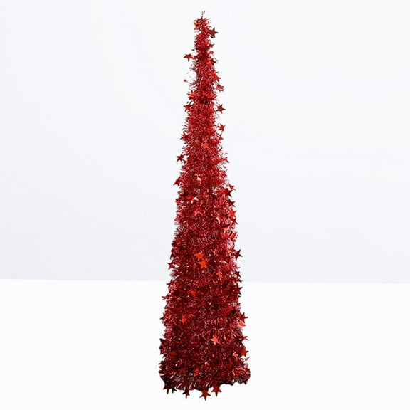 COMPUKAS Collapsible Tree Christmas Conical Red 1 Set