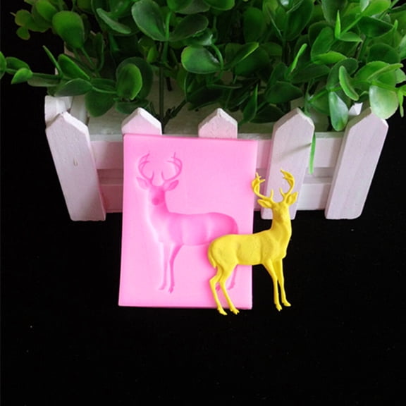 COMPUKAS Silicone Deer Shape Mold Set 8x6x0.7cm for Christmas Cake Decorating, Baking Tools and Holiday Crafts