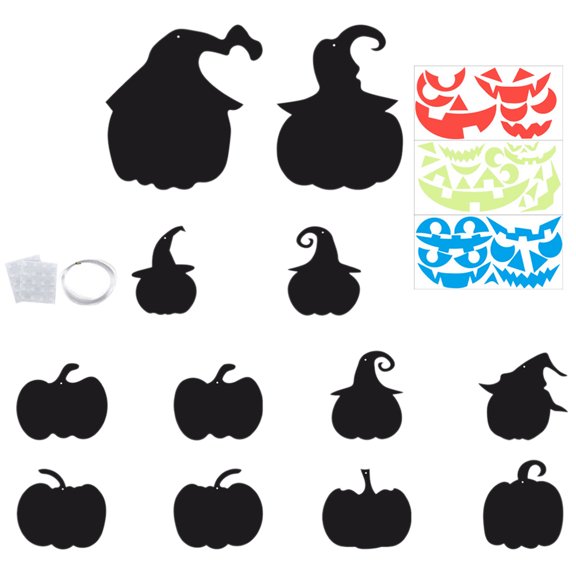 COMPUKAS Glow in The Dark Stickers Black Matte PP 1 Set Pumpkin Shaped Wall Decoration Decals