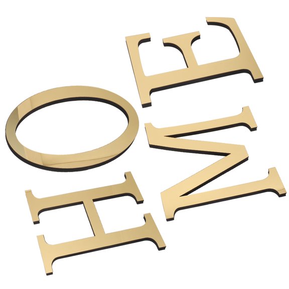 COMPUKAS 1Set Golden 3D Acrylic Mirror Wall Art Stickers Peel and Stick Reflective Home Decor