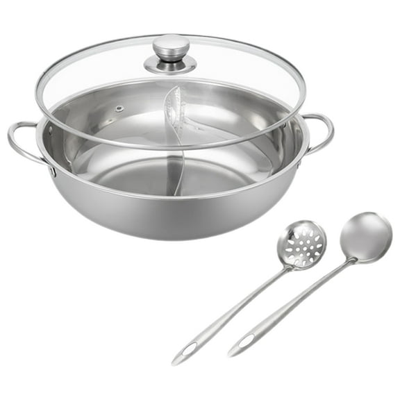 COMPUKAS 1Set Practical Stainless Steel Divided Hot Pot Cookware for Home and Kitchen Use