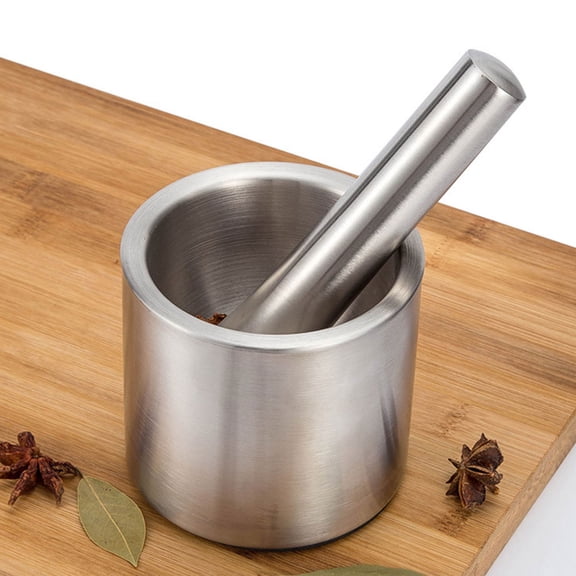 COMPUKAS 1Set Stainless Steel Muddler and Bowl for Kitchen Efficient Garlic and Spice Grinding Tool