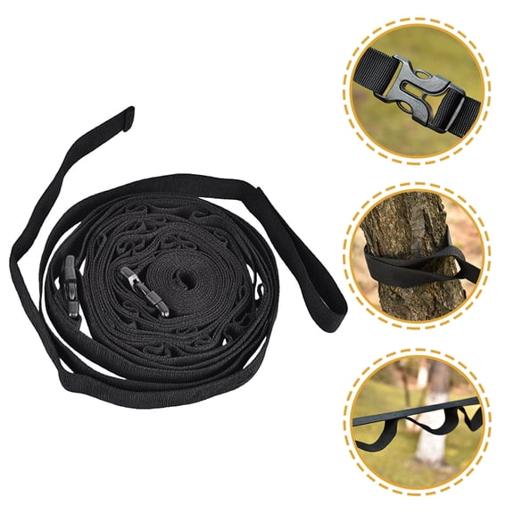 COMPUKAS 1Set Tent Clothesline Straps 600D Thickened PP Webbing Black 4.2M-6.9M Adjustable Length for Laundry