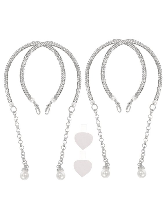 2 Pairs Rhinestone Detachable Shoe Straps for High Heels