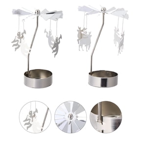 COMPUKAS 2 Pcs Simple Metal Candlestick Holder for Anniversary Celebrations Silver