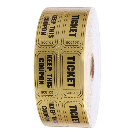 COMPUKAS 2000Pcs Carnival Raffle Tickets Roll in Golden Paper for Festivals and Party Decorations