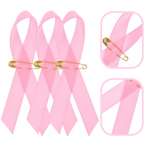 COMPUKAS 200Pcs Pink Cancer Prevention Ribbon for Family and Friends at Charity Events