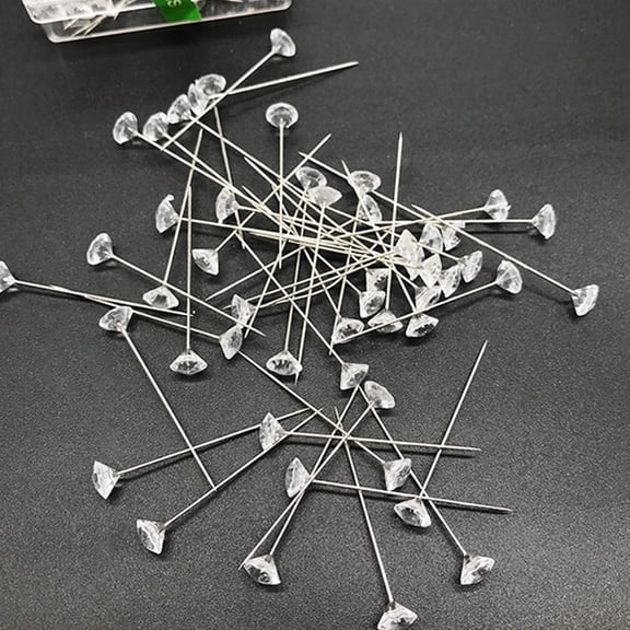 COMPUKAS 200pcs Stainless Steel Sewing Pins with Transparent for Crafts, Wedding Decor, Jewelry Making and Sewing Projects