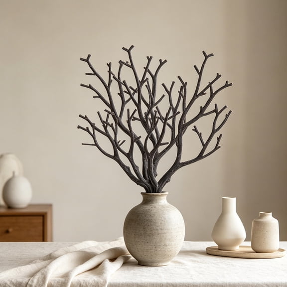 COMPUKAS 20 Pieces Brown Faux Antler Tree Branches Artificial Dried Twigs for Vase Decoration and Crafting Projects