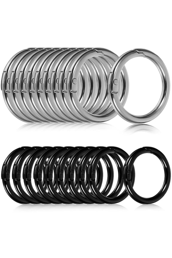 Spring O Snap Clips Zinc Alloy Women Gun Black Key Chain Attachment Craft Making 20pcs