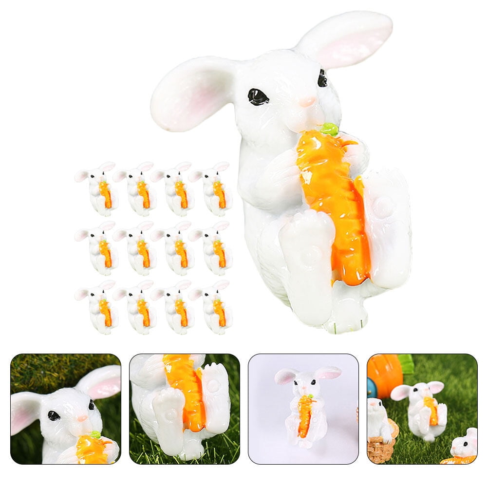 COMPUKAS 20Pcs Multi Colored Resin Miniature Rabbit Figurines for ...