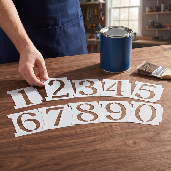 COMPUKAS 20Pcs Plastic Number Stencils Set for Clear Outdoor Address Painting and Mailbox Number Projects