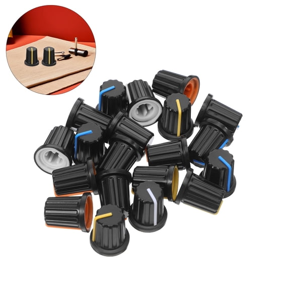 COMPUKAS 20Pcs Plastic Mixer Board Rotary Knob Volume Control for Speaker and Amplifier Adjustment