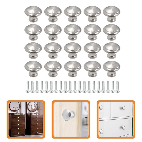 COMPUKAS 20pcs Brushed Stainless Steel Cabinet Knobs for and Table Drawer