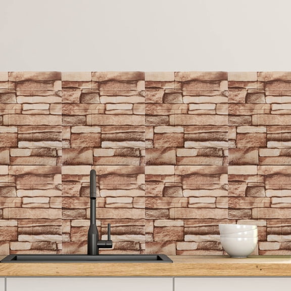 COMPUKAS 20Pcs Brick Wall Paper Peel and Stick Wall Mural with Multi Color 3D Textured Design