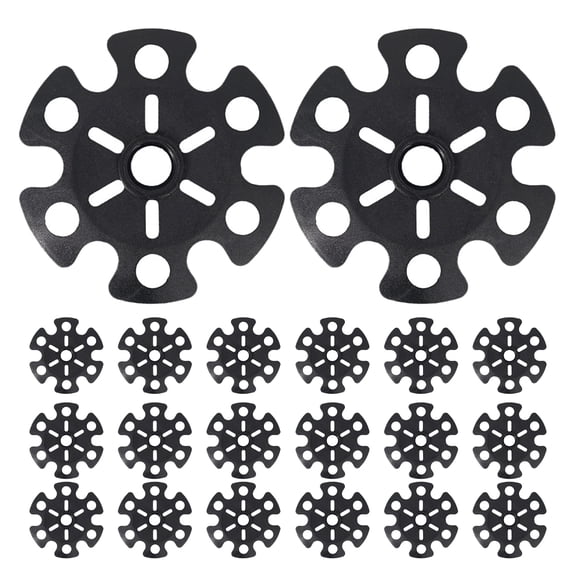 COMPUKAS 20Pcs Black Trekking Pole Mud Ski Basket Tips with Snowflake Shape for Hiking Stability