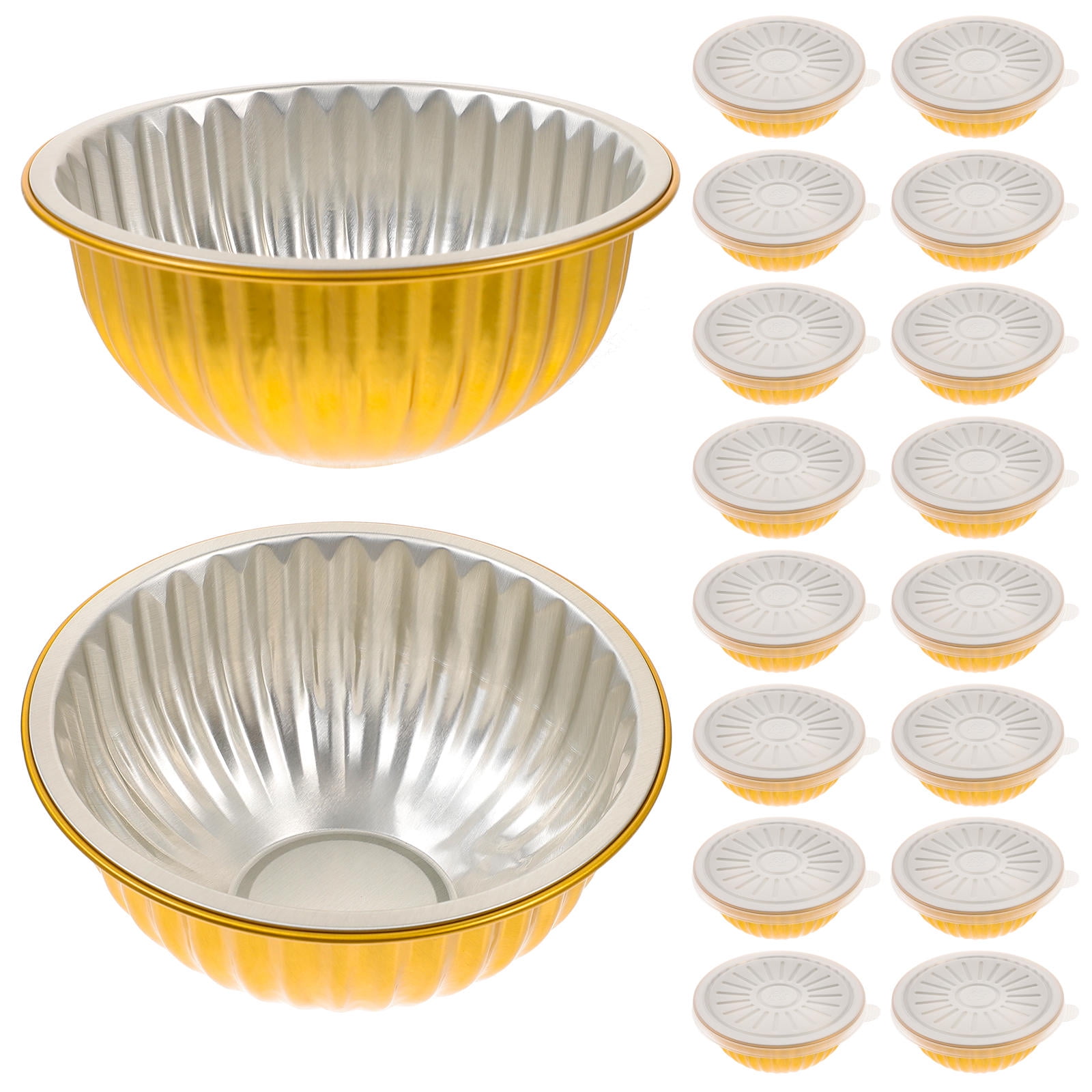 COMPUKAS 20pcs Meal Prep Bowls Gold Aluminium Round Takeaway Boxes ...