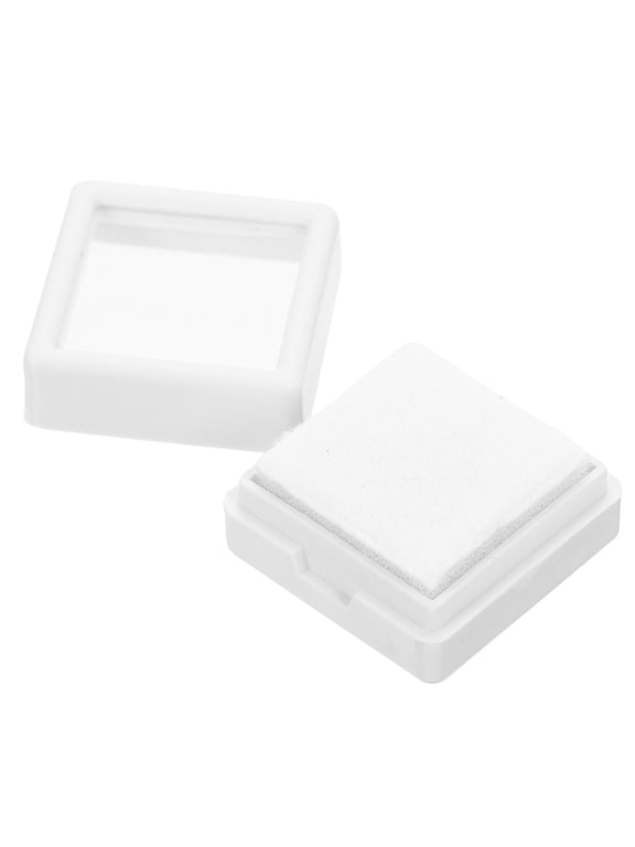 20Pcs White Acrylic Ring Box Romantic Flip-Lid Proposal Organizer with Sponge Holder