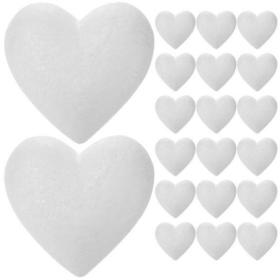 20-Pack White Polystyrene Foam Hearts  Heart-Shaped Craft Foam for DIY Christmas, Wedding, Valentines Day Decor & Ornaments
